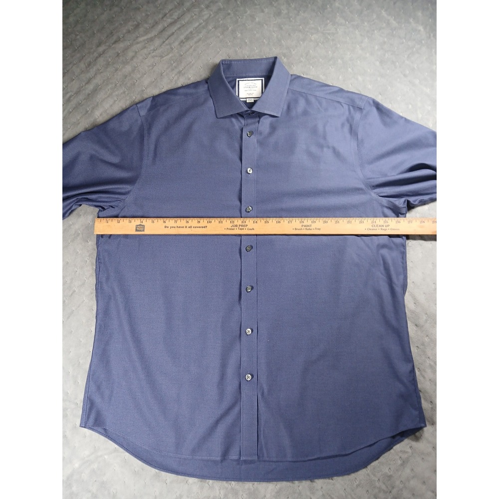 Charles Tyrwhitt Dress Shirt Mens 18 37 2XL Classic Fit Non-Iron Royal Blue - Picture 3 of 6